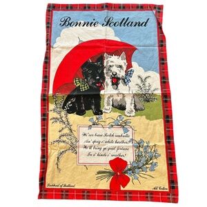 Vintage Bonnie Scotland Tartan Tea Towel 100% Cotton